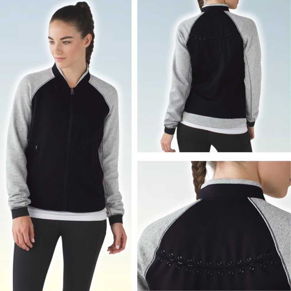 LULULEMON Var-City Bomber Size 6 Black / Heathered Black